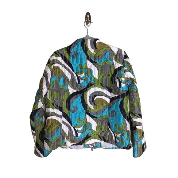Carole Little Women 100% Silk Quilted Jacket Sz. Lrg Geometric Print Jacket - Picture 1 of 10